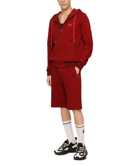 Dolce & Gabbana Red Zip-Up Hoodie for men