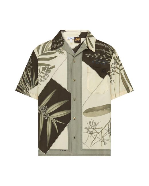 Loewe Green Short Sleeve Shirt With Plant-Print for men