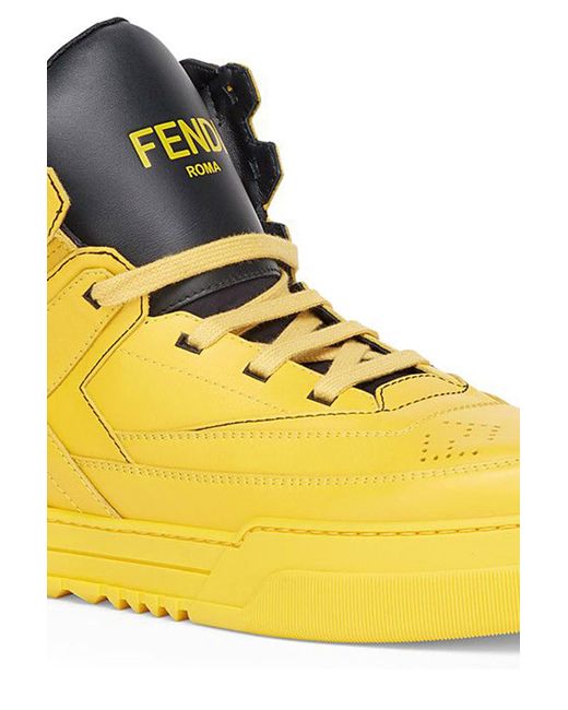 Fendi Yellow Leather High-tops for men