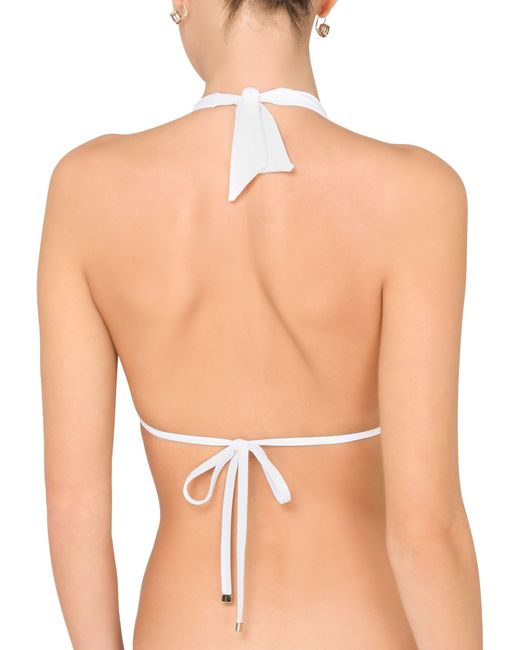 Dolce & Gabbana White Padded Triangle Bikini Top