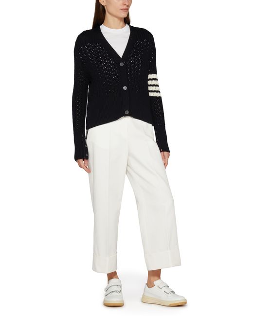 Thom Browne Black Pointelle Knitted Cardigan