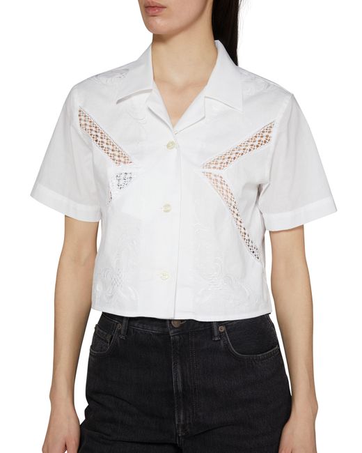 MARINE SERRE White Regenerated Household Cropped Shirt