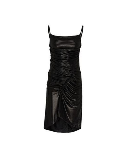 MARINE SERRE Black Regenerated Drapped Pleated Dress