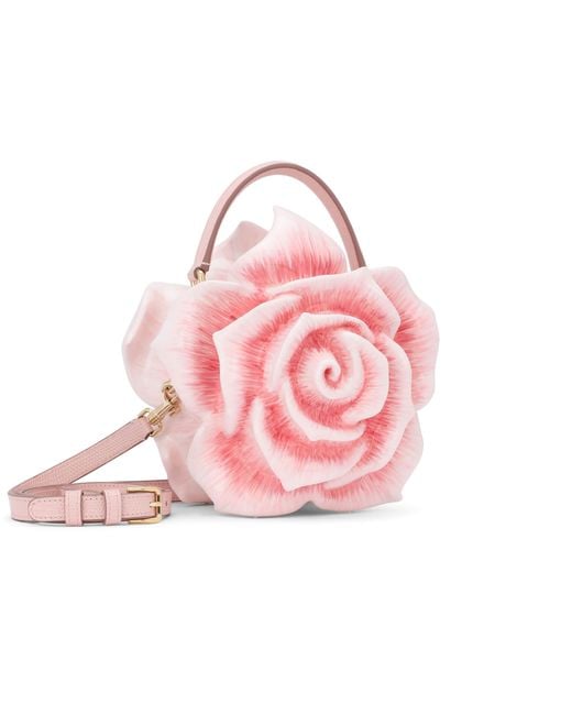 Dolce & Gabbana Pink Resin Rose-Design Dolce Box Bag