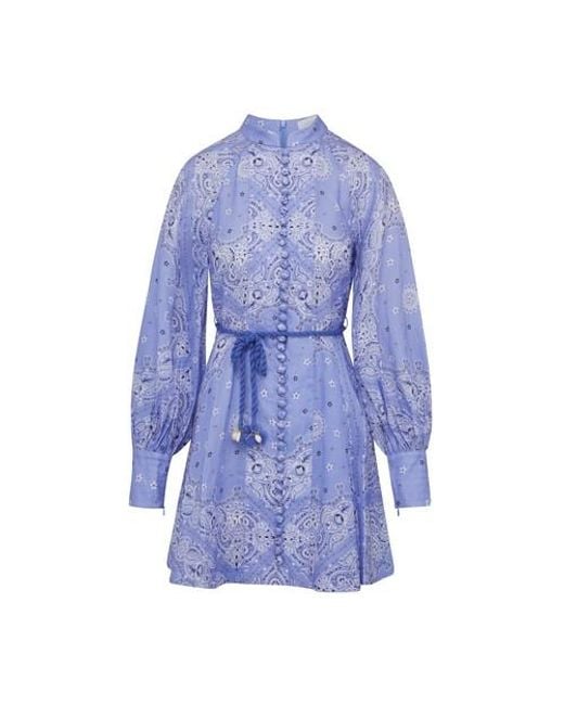 Zimmermann Violet Mini Dress in Cornflower_bandana (Blue) Lyst