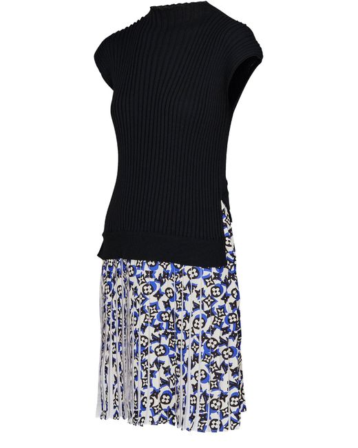 Louis Vuitton Black Sleeveless Bi-material Knit Dress