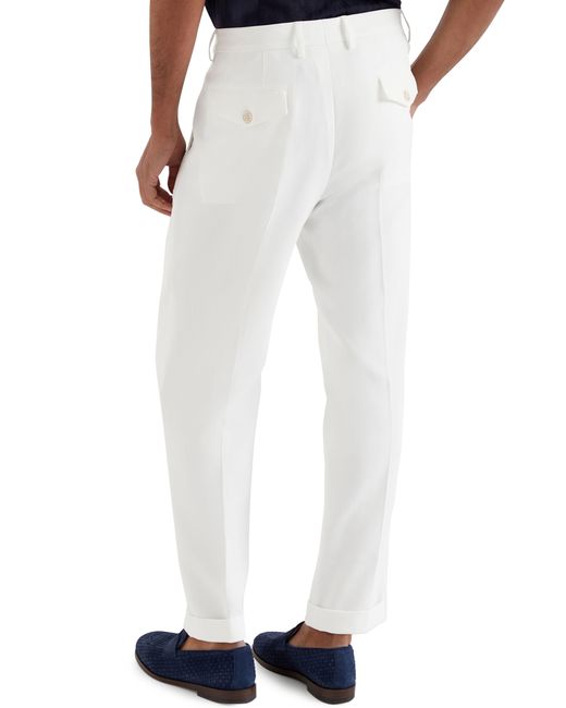 Brunello Cucinelli White Leisure Fit Trousers With Double Pleats for men