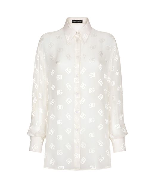 Dolce & Gabbana White Dévoré Silk Shirt