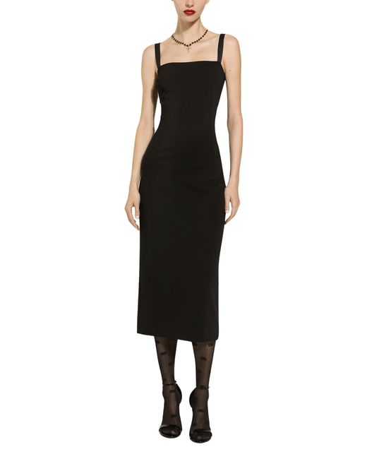 Dolce & Gabbana Black Jersey Milano Rib Sheath Dress