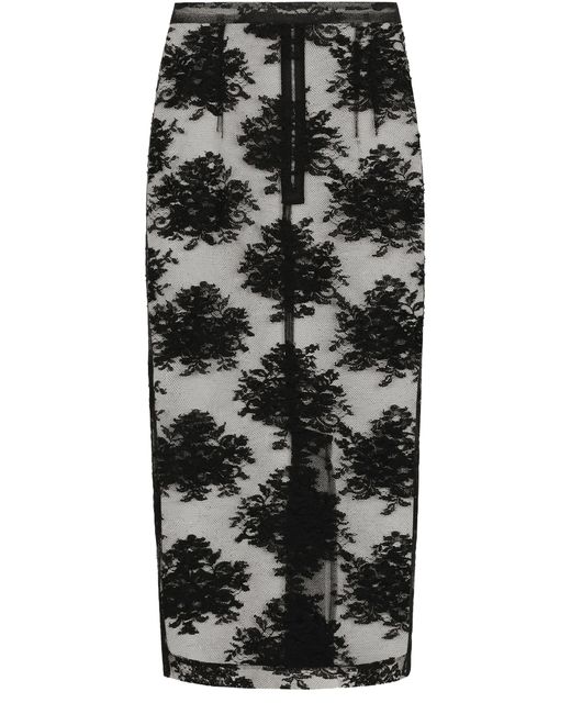 Dolce & Gabbana Black Lace Pencil Skirt With Slit