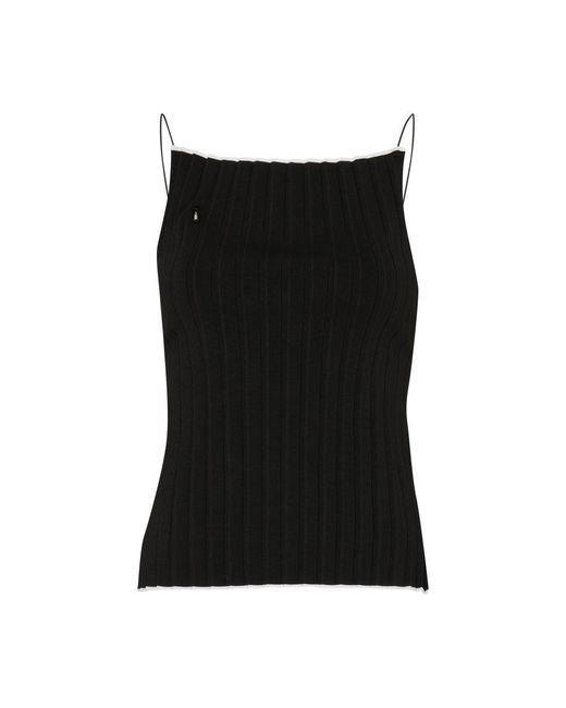 Jacquemus Black The Pleated Knit Top