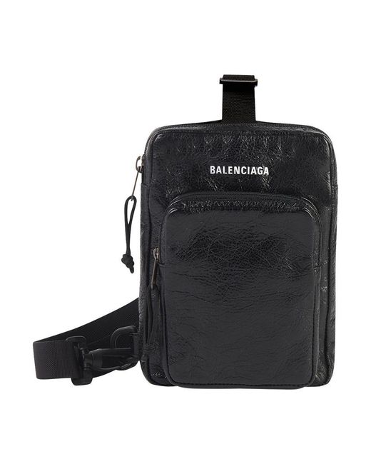 Balenciaga Black Explorer Crossbody Messenger Bag for men