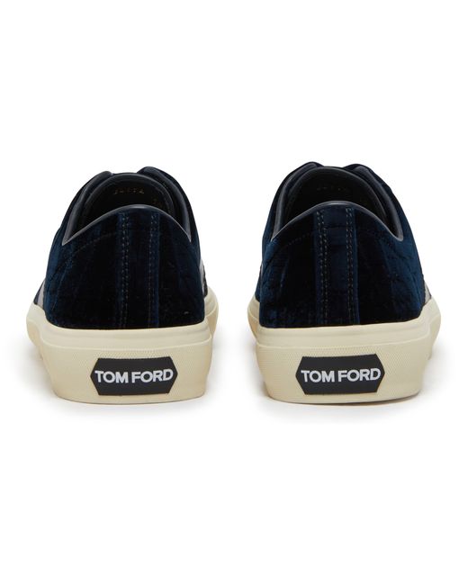 Tom Ford Blue Low Velvet Sneakers for men