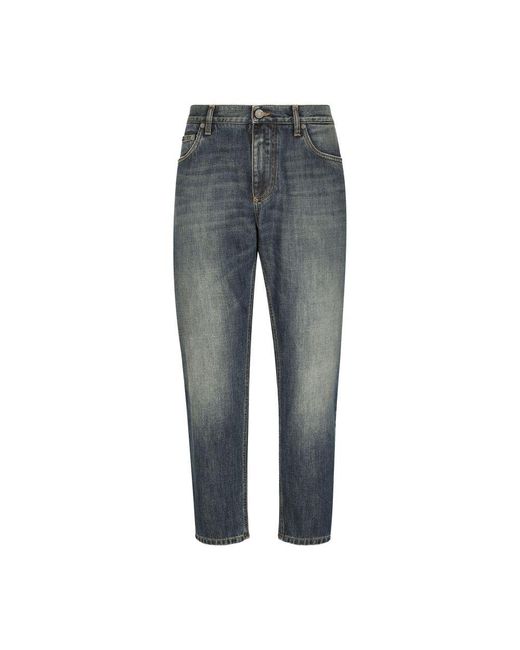 Dolce & Gabbana Gray Light Wash Loose Stretch Jeans for men