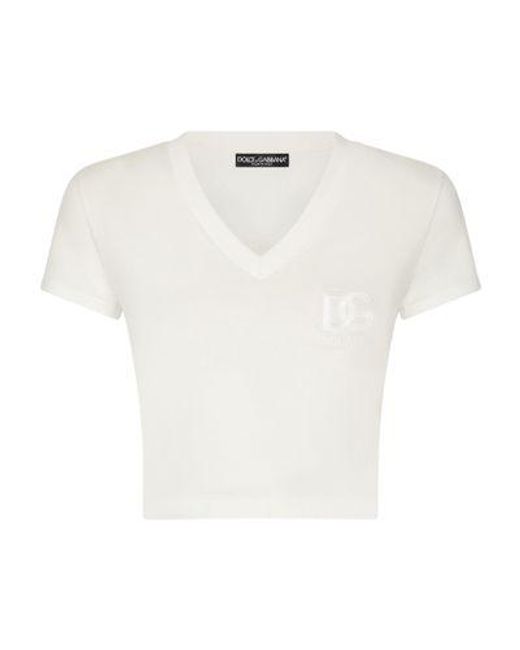 Dolce & Gabbana White Short-Sleeved T-Shirt With Dg Logo