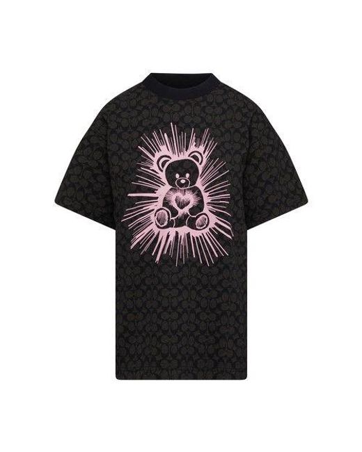 COACH Black Rave Bear T-shirt In Organic Cotton