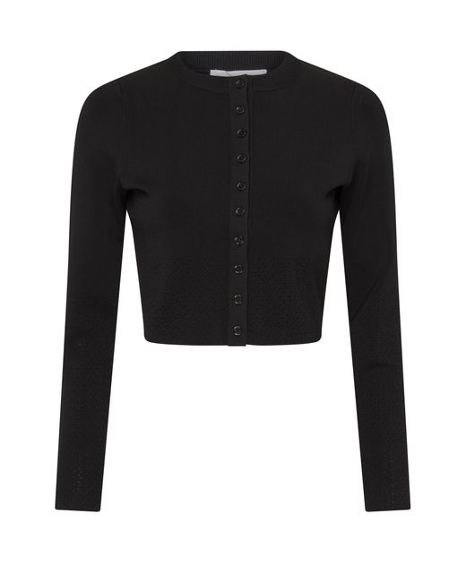 Victoria Beckham Black Cropped Fitted Cardigan