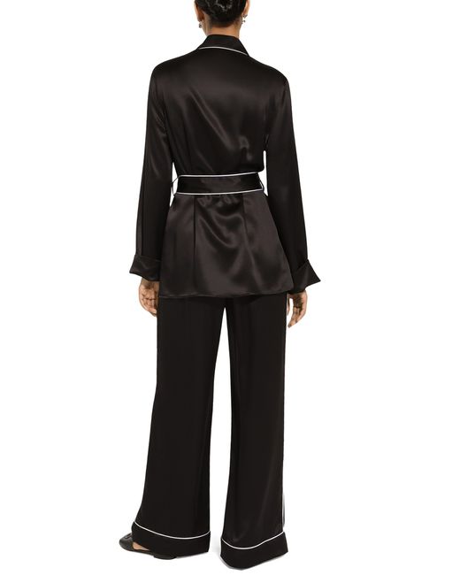 Pantalon de pyjama en soie Dolce & Gabbana en coloris Black