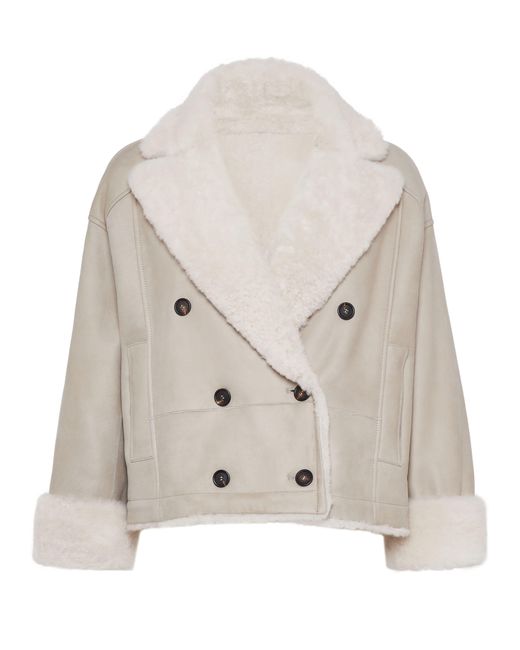 Brunello Cucinelli Natural Shearling Reversible Outerwear