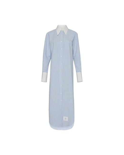Thom Browne Blue Midi Shirt Dress