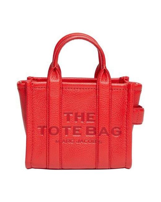 Marc Jacobs The Leather Micro Tote Bag in Red | Lyst