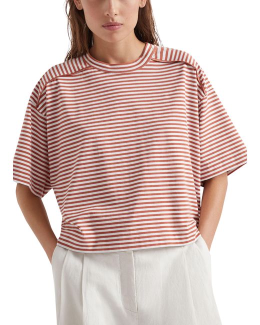 Brunello Cucinelli Red Striped Jersey T-Shirt
