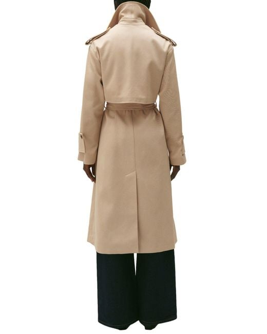 Claudie Pierlot Long Beige Cotton Trench Coat in Natural | Lyst