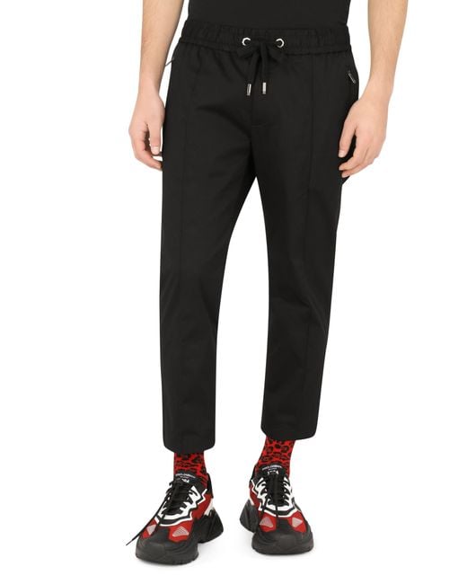 Pantalon de jogging en coton élastique Dolce & Gabbana pour homme en coloris Black