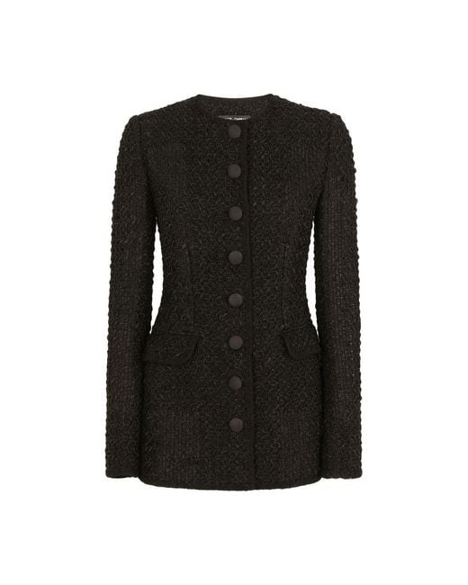 Dolce & Gabbana Black Single-Breasted Tweed Jacket