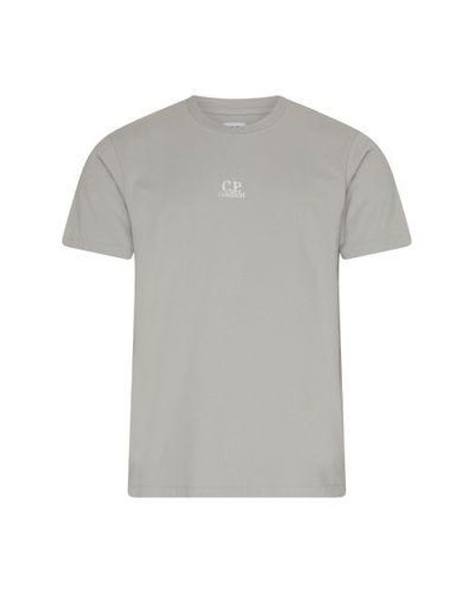 C P Company Gray 24/1 Jersey Artisanal Three Cards T-Shirt for men