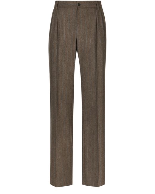 Dolce & Gabbana Brown Flannel Straight-leg Pants for men