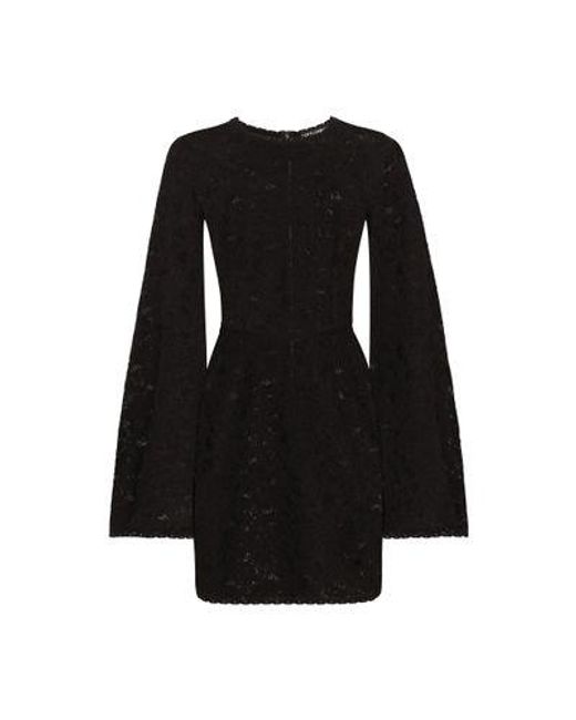 Dolce & Gabbana Black Short Lace-Stitch Dress