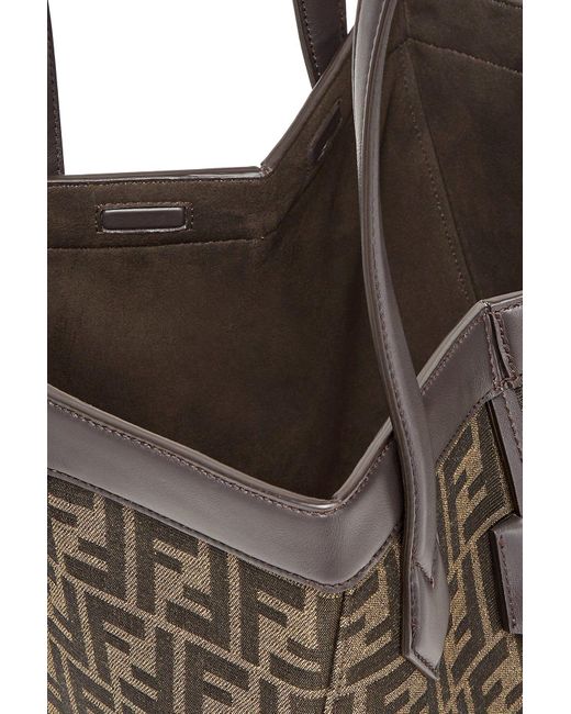 FENDI ORIGAMI MEDIUM 27 BROWN MIX BLACK FF JACQUARD FABRIC BAG main image 0