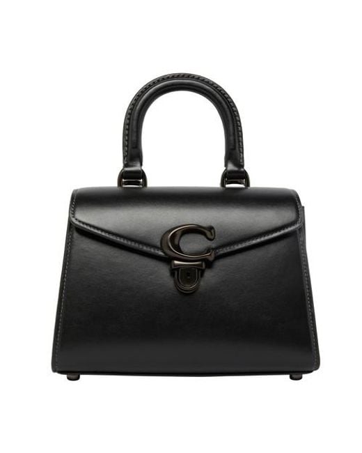 COACH Black Luxe Refined Calf Leather Sammy Top Handle 21