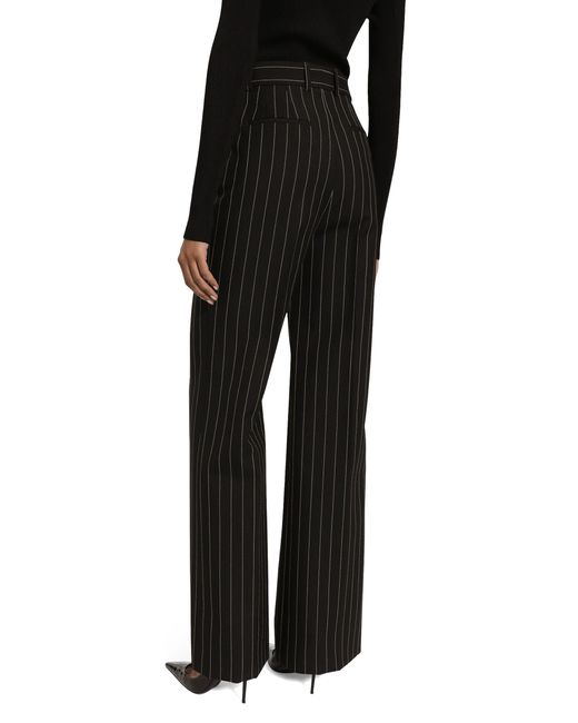 Dolce & Gabbana Black Flared Pinstripe Wool Pants