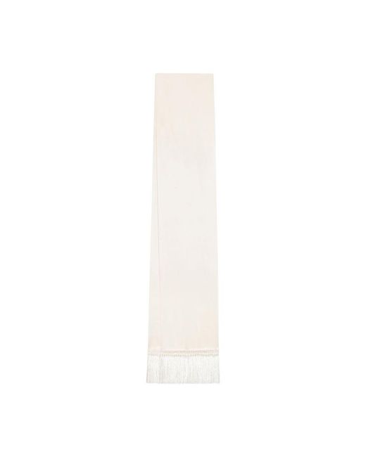 Dolce & Gabbana White Silk Scarf With Fringing