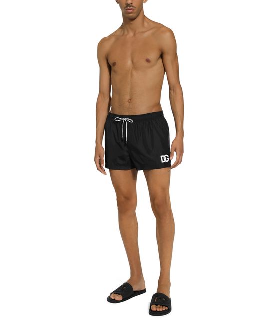 Dolce & Gabbana Black Swim Shorts With Dg Patch for men