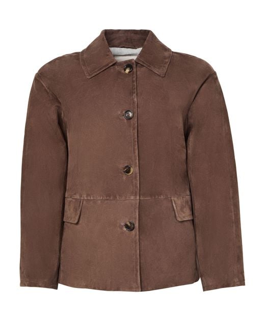 Max Mara Brown Suede Leather Jacket