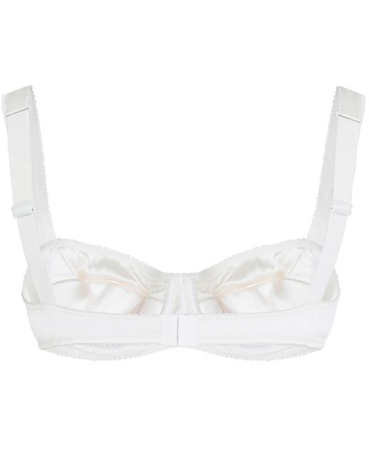 Dolce & Gabbana Natural Satin Balconette Bra With Lace Detailing
