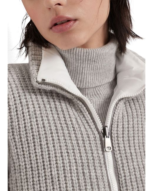Brunello Cucinelli Gray Reversible Sleeveless Puffer Jacket