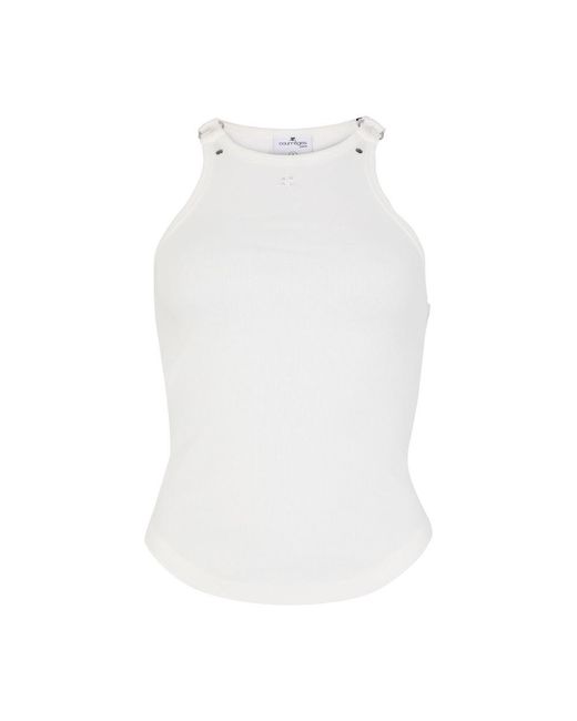 Courreges White Buckle 90's Rib Tank Top