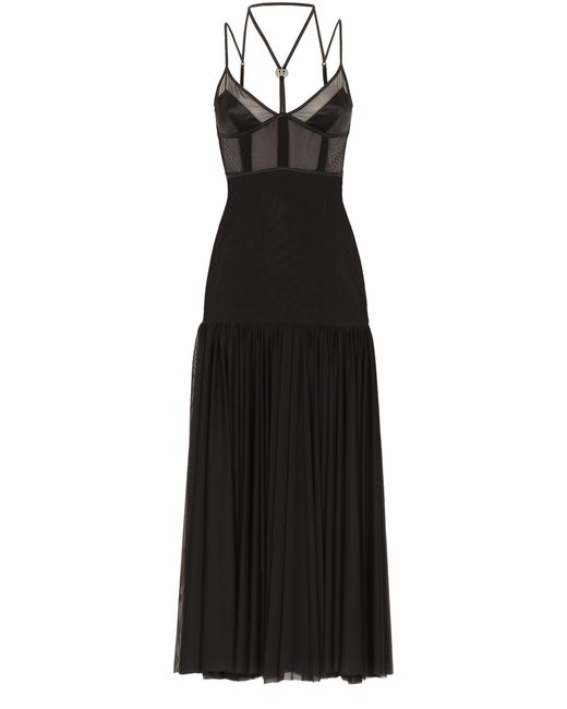 Dolce & Gabbana Black Tulle Midi Dress