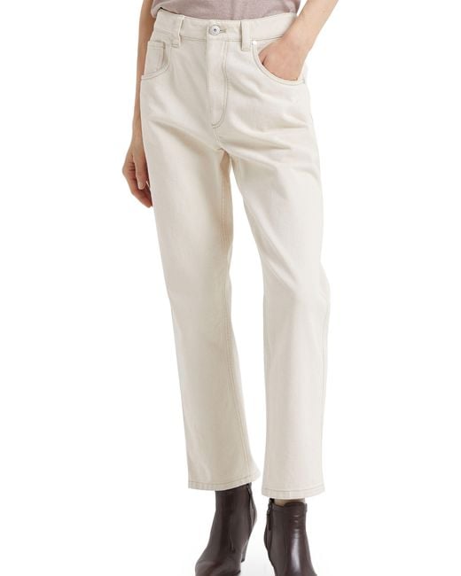 Brunello Cucinelli White Straight Trousers