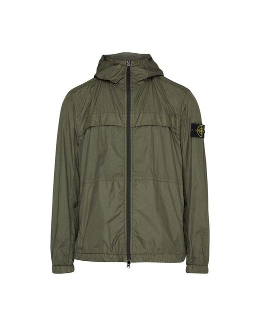 Stone Island Green Jacket With Logo Patch for men