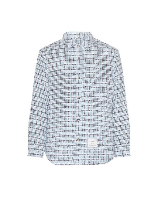 Thom Browne Blue Snap Front Overshirt for men