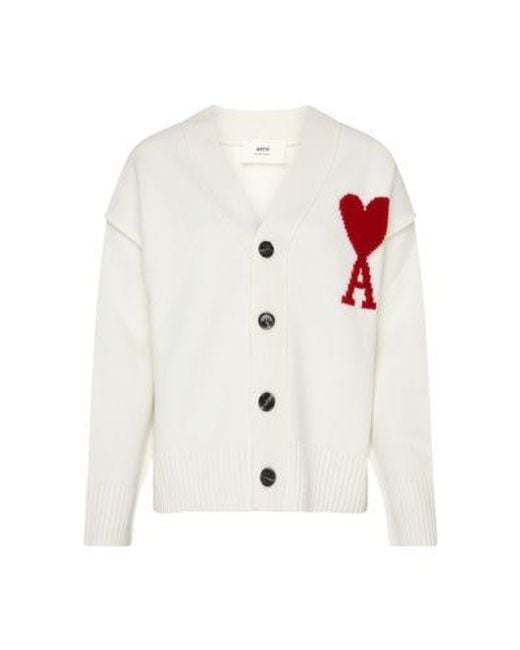 AMI White De Coeur Cardigan