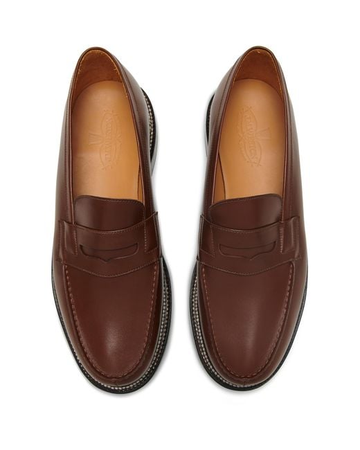 J.M. Weston Brown 180 Three Sole Loafers for men