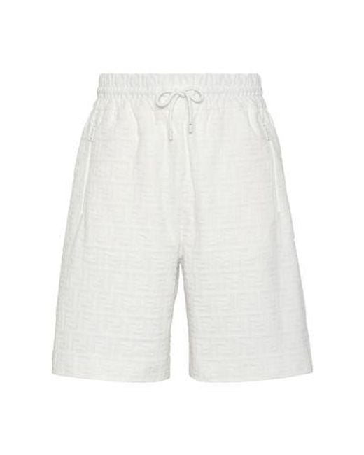 Fendi White Bermuda Trousers With Elasticated Waist for men