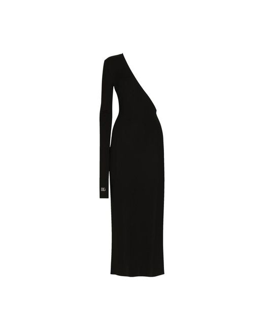 Dolce & Gabbana Black One-Shoulder Jersey Dress
