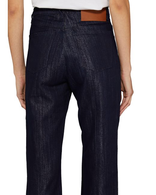 Victoria Beckham Blue Cropped High-waist Tapered Jeans